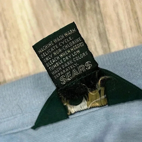 Vintage 80s Sears Tour Collection Cotton Golf Polo Pocket Collared Shirt Size L - Picture 3 of 6